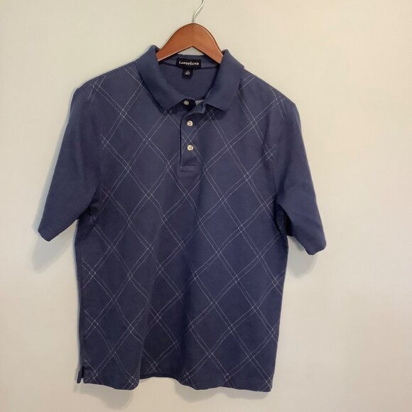 Lands’ End Men’s Polo Medium Harlequin Pattern 100% Baumwolle Cotton - Picture 1 of 7